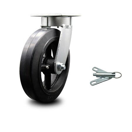 8 Inch Kingpinless Rubber On Steel Wheel Swivel Caster With Swivel Lock SCC